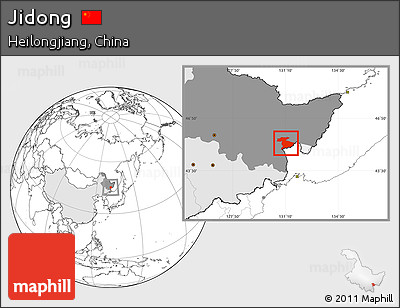 Blank Location Map of Jidong, highlighted country, highlighted parent region