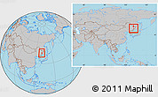 Gray Location Map of Jidong, within the entire country