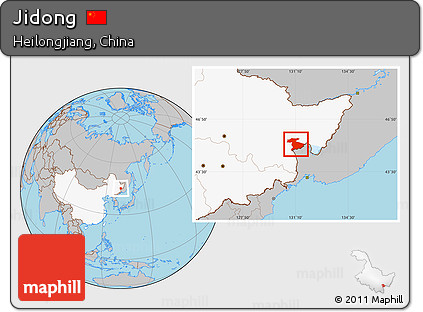 Gray Location Map of Jidong, highlighted country