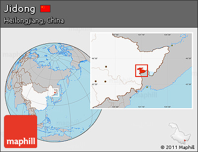 Gray Location Map of Jidong, highlighted country