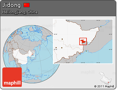 Gray Location Map of Jidong, highlighted country