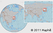 Gray Location Map of Jidong, highlighted parent region, within the entire country, hill shading