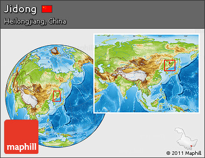 Physical Location Map of Jidong, within the entire country
