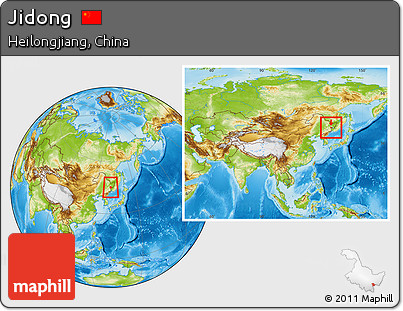 Physical Location Map of Jidong, within the entire country