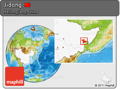 Physical Location Map of Jidong, highlighted country