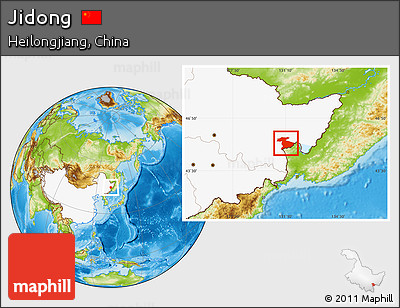 Physical Location Map of Jidong, highlighted country
