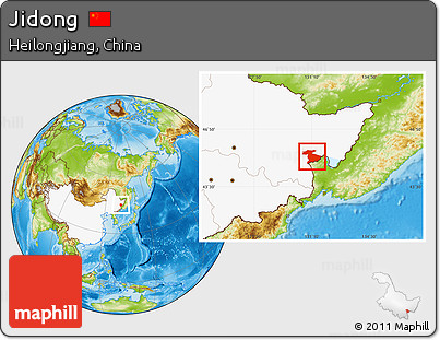 Physical Location Map of Jidong, highlighted country