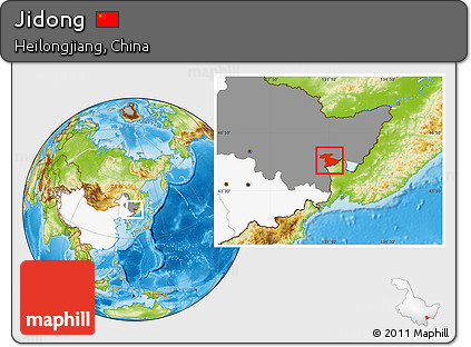 Physical Location Map of Jidong, highlighted country, highlighted parent region