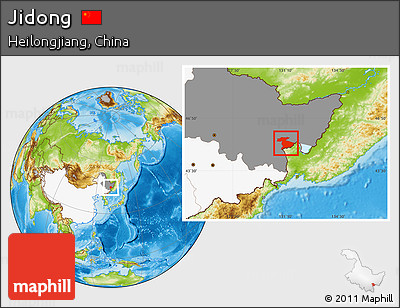 Physical Location Map of Jidong, highlighted country, highlighted parent region