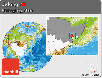 Physical Location Map of Jidong, highlighted country, highlighted parent region