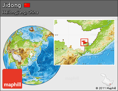 Physical Location Map of Jidong, highlighted parent region
