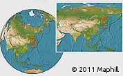 Satellite Location Map of Jidong, within the entire country