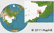 Satellite Location Map of Jidong, highlighted country
