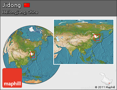 Satellite Location Map of Jidong, highlighted parent region, within the entire country