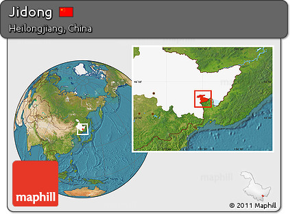 Satellite Location Map of Jidong, highlighted parent region