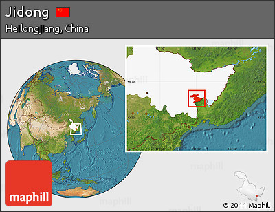 Satellite Location Map of Jidong, highlighted parent region