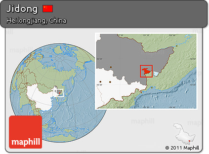 Savanna Style Location Map of Jidong, highlighted country, highlighted parent region, hill shading