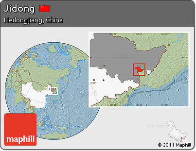 Savanna Style Location Map of Jidong, highlighted country, highlighted parent region, hill shading