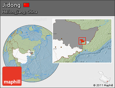 Savanna Style Location Map of Jidong, highlighted country, highlighted parent region, hill shading