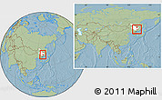 Savanna Style Location Map of Jidong, highlighted parent region, within the entire country, hill shading