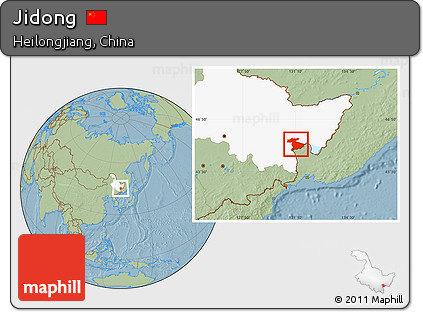 Savanna Style Location Map of Jidong, highlighted parent region, hill shading
