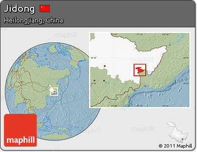 Savanna Style Location Map of Jidong, highlighted parent region, hill shading