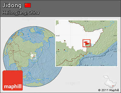 Savanna Style Location Map of Jidong, highlighted parent region, hill shading