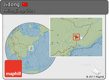 Savanna Style Location Map of Jidong, hill shading