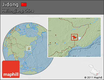 Savanna Style Location Map of Jidong, hill shading