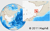 Shaded Relief Location Map of Jidong, highlighted country