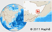 Shaded Relief Location Map of Jidong, highlighted parent region