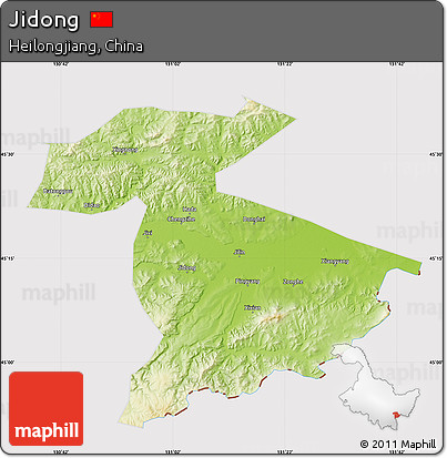 Physical Map of Jidong, cropped outside