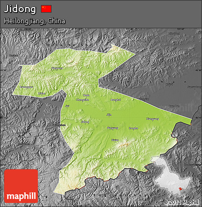 Physical Map of Jidong, darken, desaturated