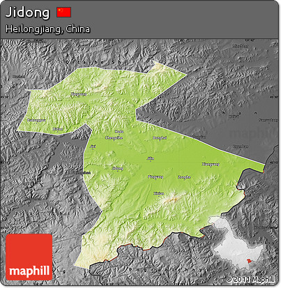 Physical Map of Jidong, darken, desaturated