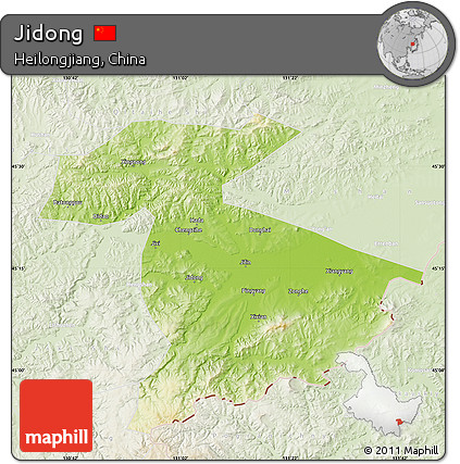 Physical Map of Jidong, lighten