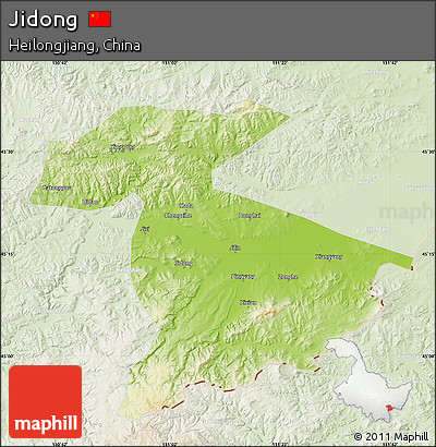 Physical Map of Jidong, lighten