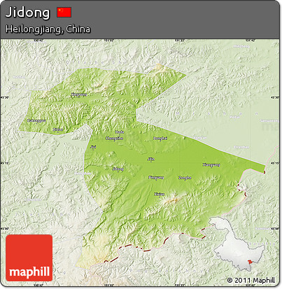 Physical Map of Jidong, lighten