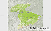 Physical Map of Jidong, lighten, semi-desaturated