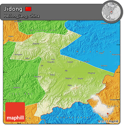 Physical Map of Jidong, political outside