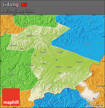Physical Map of Jidong, political outside