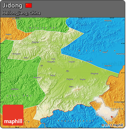 Physical Map of Jidong, political outside