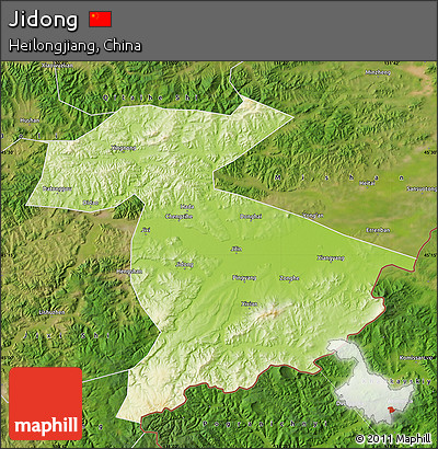 Physical Map of Jidong, satellite outside