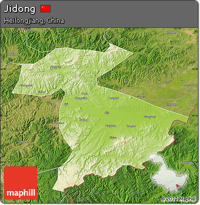 Physical Map of Jidong, satellite outside