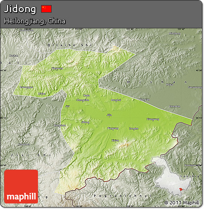 Physical Map of Jidong, semi-desaturated