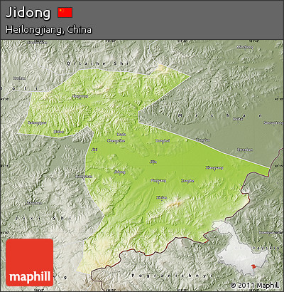 Physical Map of Jidong, semi-desaturated