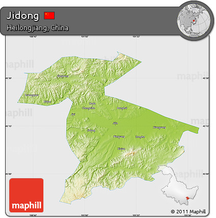Physical Map of Jidong, single color outside