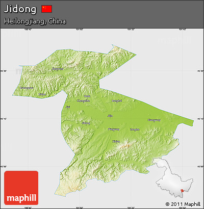 Physical Map of Jidong, single color outside