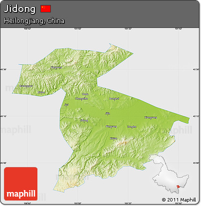Physical Map of Jidong, single color outside