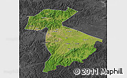 Satellite Map of Jidong, darken, desaturated