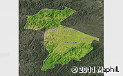 Satellite Map of Jidong, darken, semi-desaturated